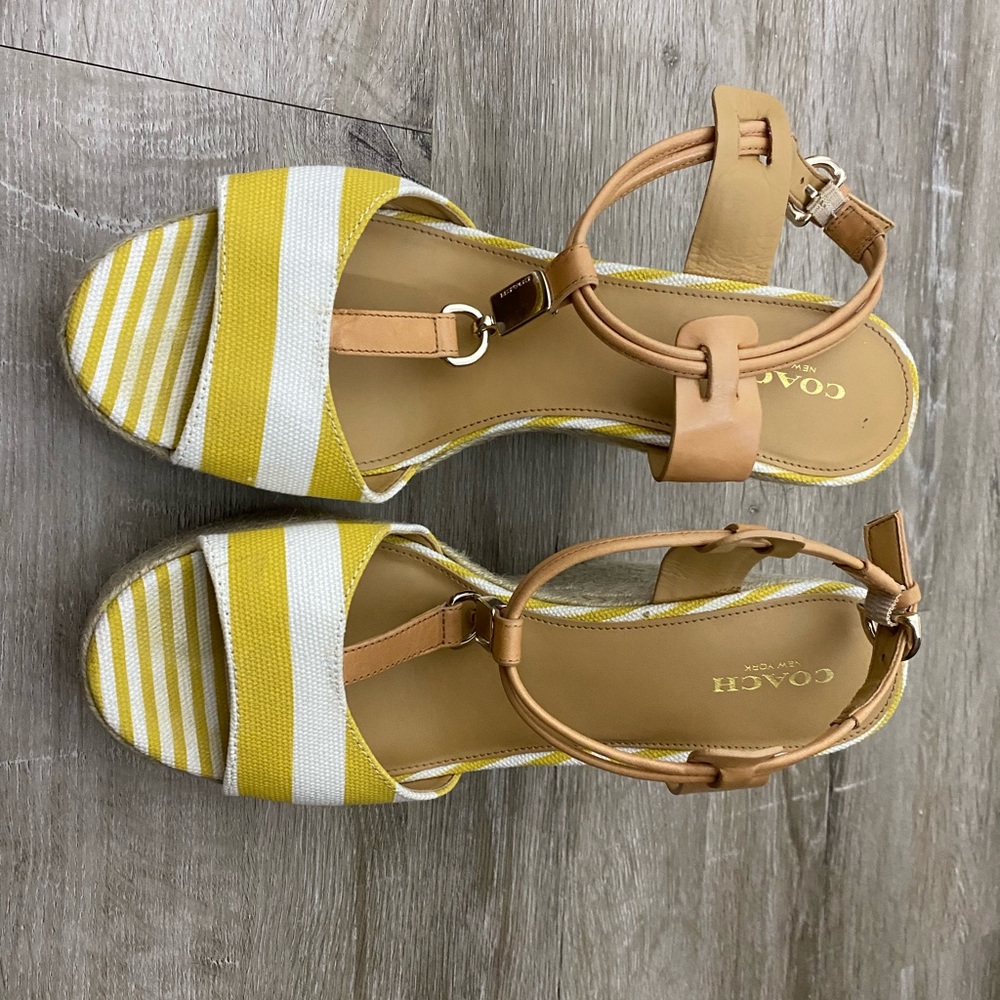 Coach leather and canvas Espadrille Wedges